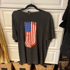 Gray T-Shirt with American Flag Design